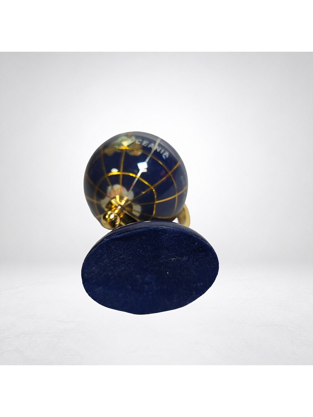 Vintage Gemstone World Globe 3.5in Brass Stand Paperweight - Picture 5 of 6